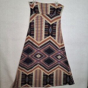 Living Doll Los Angeles Tribal Print Stretch  Maxi Skirt Size XL colorful